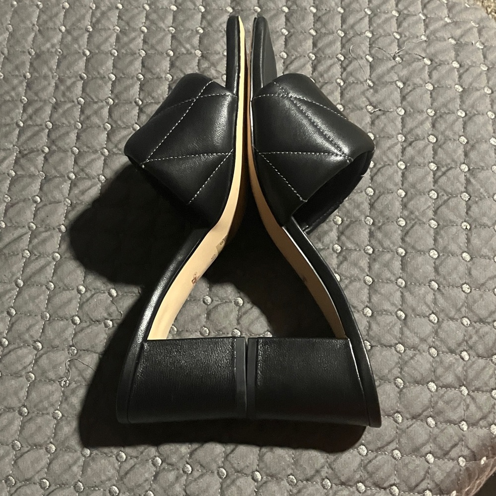 Coach Black Quilted Mules with Gold Accent - Picture 4 of 10